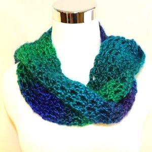 NEW Soft Blue Green Crochet Scarf HANDCRAFTED